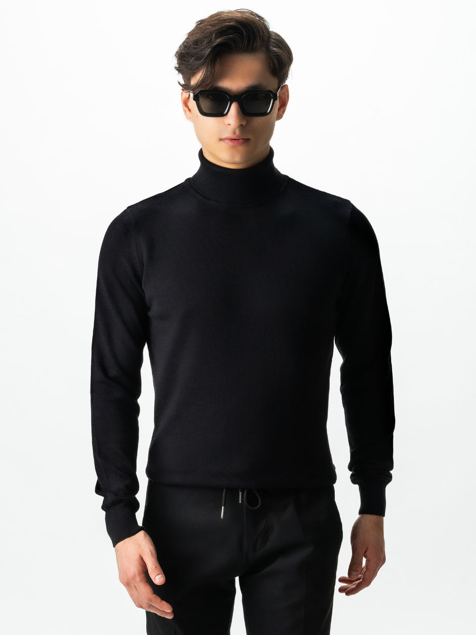 Pulover Tip Helanca Neagra Bărbați 100% Bumbac Premium Levent Cottone BMan0007 (9)