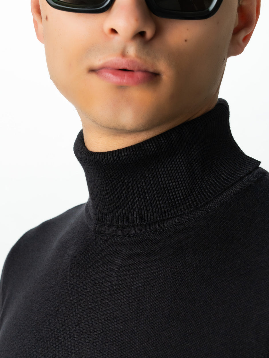 Pulover Tip Helanca Neagra Bărbați 100% Bumbac Premium Levent Cottone BMan0007 (2)