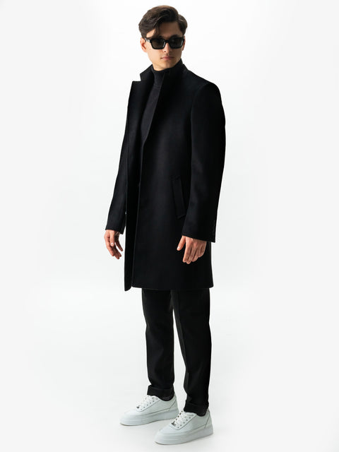 Palton Office & Smart Casual Barbati Negru 100% Lana Sezon Toamna & Iarna BMan117 (9)