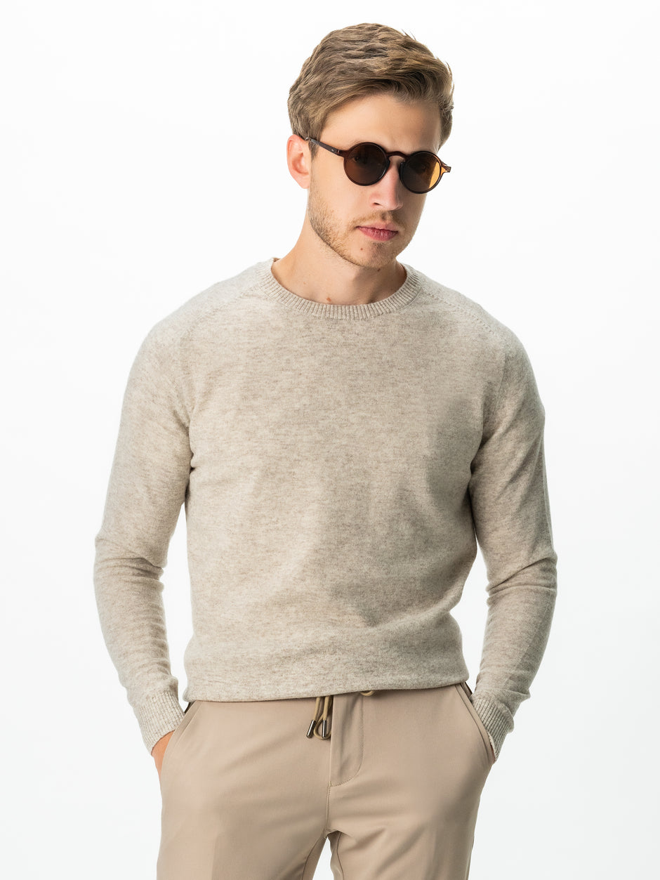 Pulover Crem Barbati Toamna & Iarna Din 100% Merinos Lana Rosa Design Clasic Sweater BMan0009 (8)