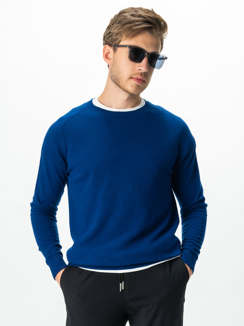 Pulover Albastru Indigo Barbati Toamna & Iarna Din 100% Alpaca Lana Rosa Design Clasic Sweater BMan0009 (1)