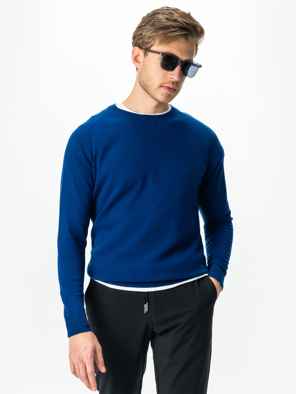 Pulover Albastru Indigo Barbati Toamna & Iarna Din 100% Alpaca Lana Rosa Design Clasic Sweater BMan0009 (5)