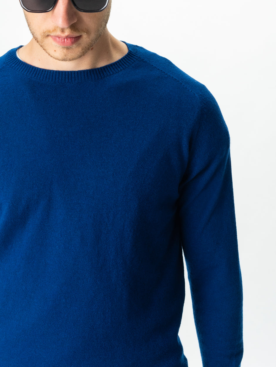 Pulover Albastru Indigo Barbati Toamna & Iarna Din 100% Alpaca Lana Rosa Design Clasic Sweater BMan0009 (8)