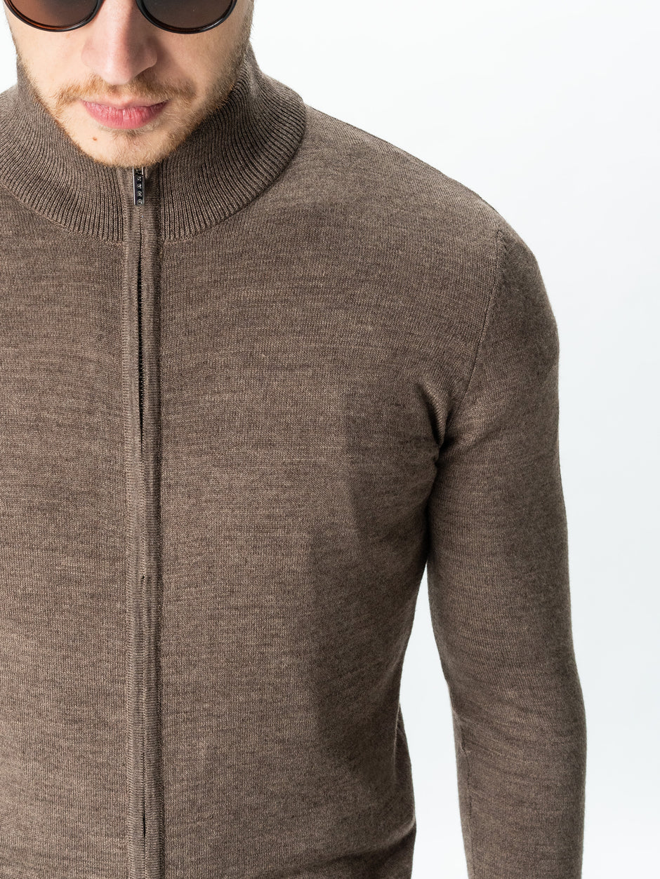 Pulover Office Cu Fermoar Barbati Bej Din Lana Merinos Falco Toamna&Iarna BMan0005 (9)
