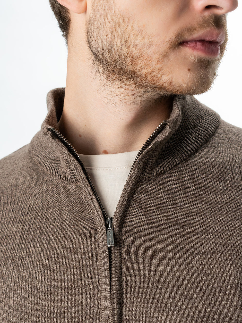 Pulover Office Cu Fermoar Barbati Bej Din Lana Merinos Falco Toamna&Iarna BMan0005 (3)