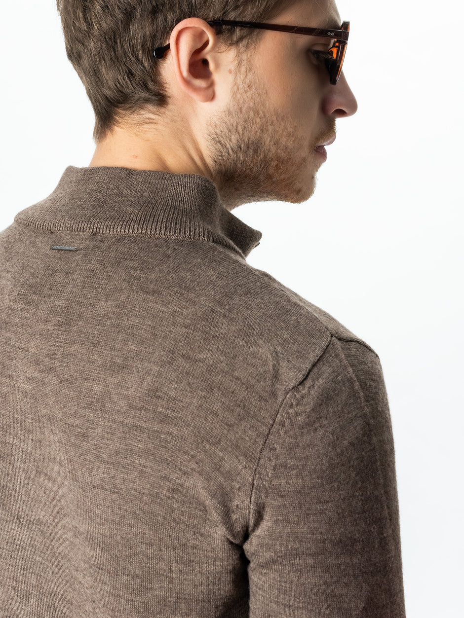 Pulover Office Cu Fermoar Barbati Bej Din Lana Merinos Falco Toamna&Iarna BMan0005 (6)