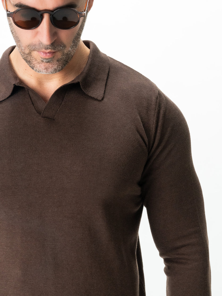 Pulover Barbati Office Maro Inchis Guler Polo Fara Nasturi Bumbac Soft 100% Natural Galbiatti Cotton Toamna&Iarna  BMan0013 (8)