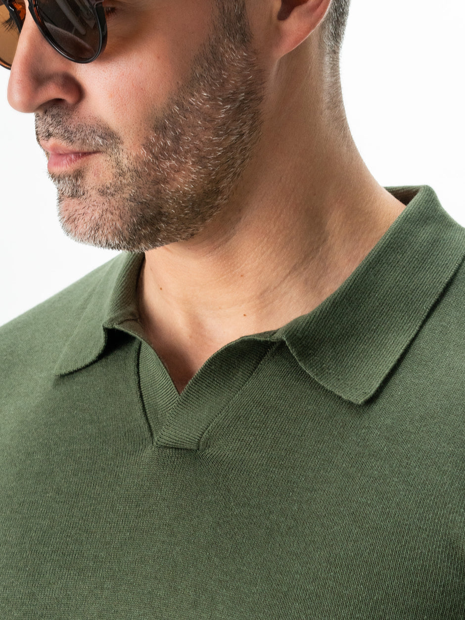 Pulover Barbati Office Verde Guler Polo Bumbac Soft BMan0013 (2)