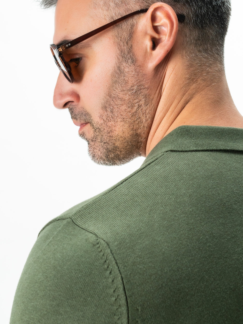 Pulover Barbati Office Verde Guler Polo Bumbac Soft BMan0013 (5)