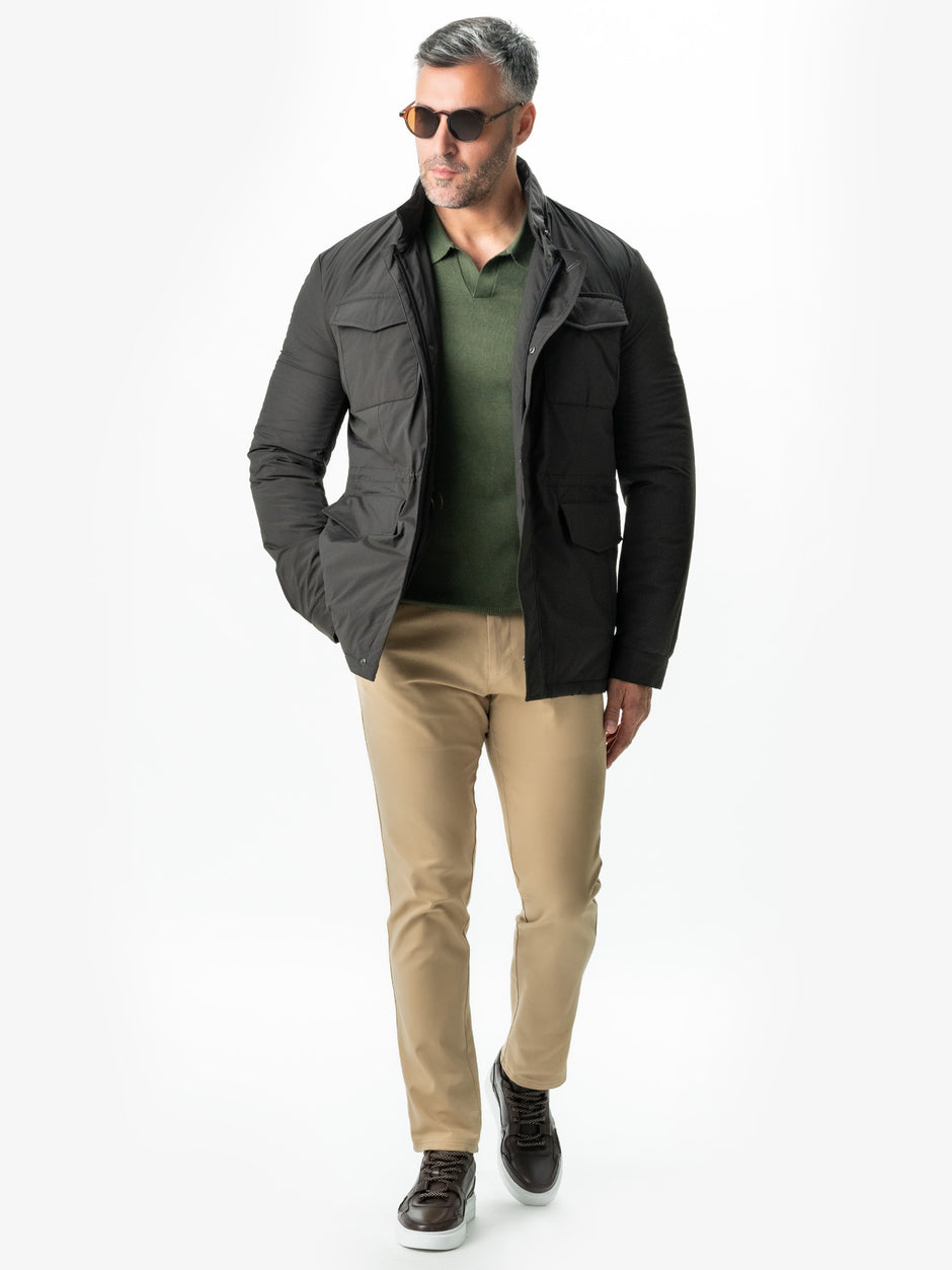 Pulover Barbati Office Verde Guler Polo Bumbac Soft BMan0013 (3)