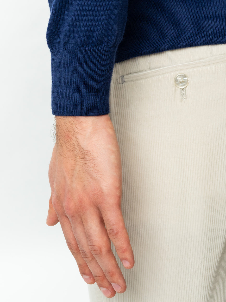 Pulover Casual Barbati Albastru In Dungi Crem Bumbac Levent Cottone BMan0012 (6)