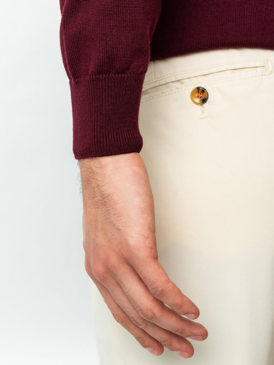 Pulover Casual Barbati Rosu In Dungi Crem Bumbac Levent Cottone BMan0012 (5)