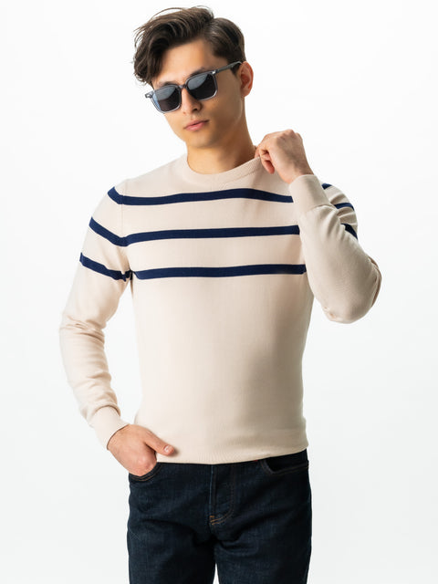 Pulover Smart Casual Crem Dungi Bleumarin Bărbați 100% Bumbac Premium Levent Cottone Toamna&Iarna  BMan0012 (3)