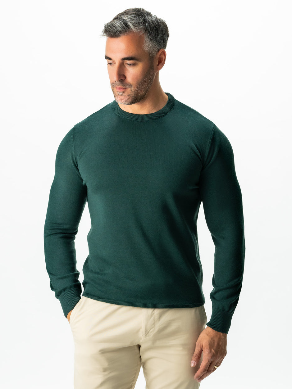 Pulover Barbati Guler Rotund Verde 100% Bumbac BMan0008 (1)