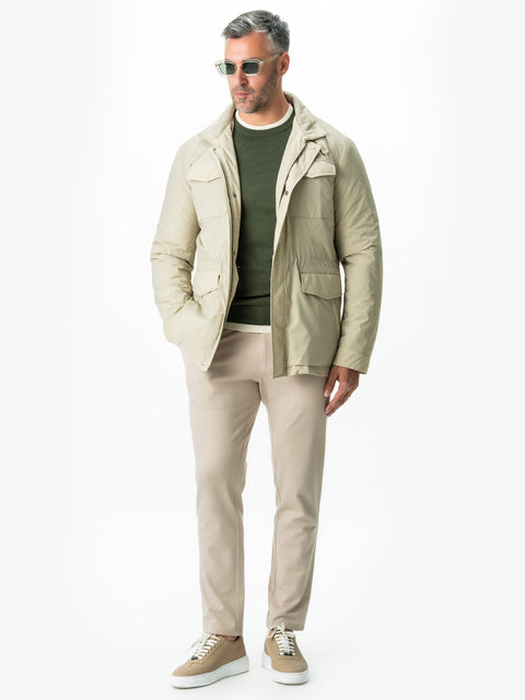 Pulover Barbati Casual Modern Verde Cu Extensie Alb Perla Bumbac Premium Levent Cottone Toamna&Iarna  BMan0011 (3)