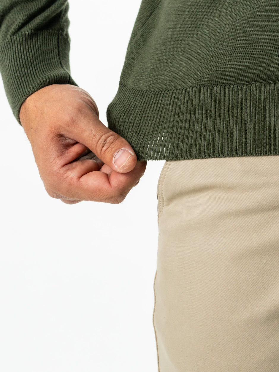 Pulover Casual Barbati Verde In Dungi Crem Bumbac Levent Cottone BMan0012 (7)