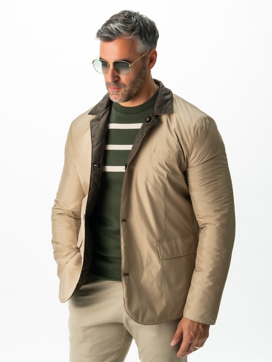 Pulover Casual Barbati Verde In Dungi Crem Bumbac Levent Cottone BMan0012 (6)