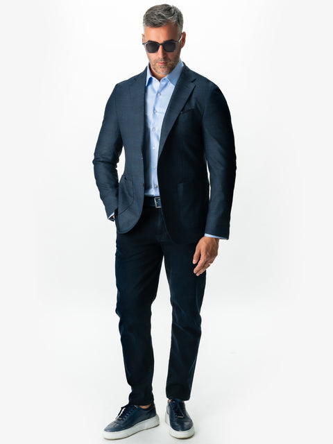 Sacou Bărbați Office & Smart Casual Albastru Bleumarin In Carouri Sezon Toamna Iarna BMan0008 (3)