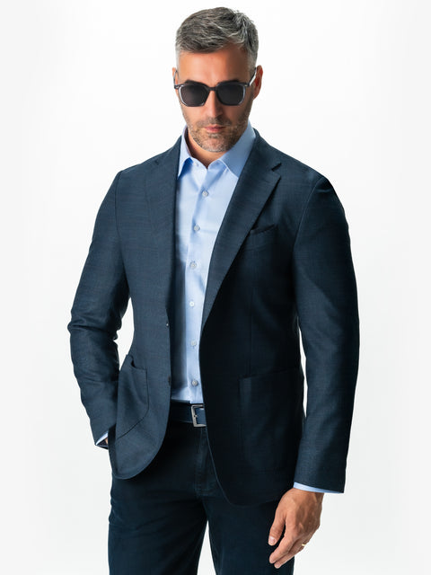 Sacou Bărbați Office & Smart Casual Albastru Bleumarin In Carouri Sezon Toamna Iarna BMan0008 (1)