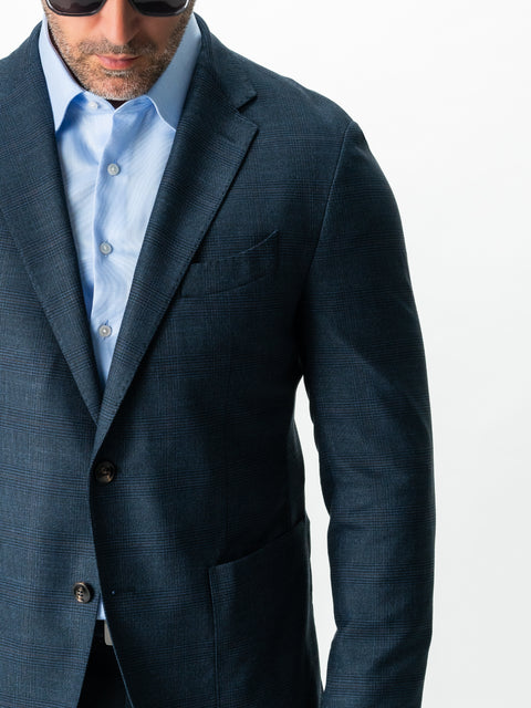 Sacou Bărbați Office & Smart Casual Albastru Bleumarin In Carouri Sezon Toamna Iarna BMan0008 (4)