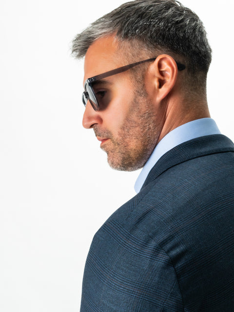 Sacou Bărbați Office & Smart Casual Albastru Bleumarin In Carouri Sezon Toamna Iarna BMan0008 (6)