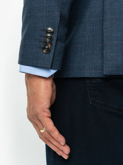 Sacou Bărbați Office & Smart Casual Albastru Bleumarin In Carouri Sezon Toamna Iarna BMan0008 (5)