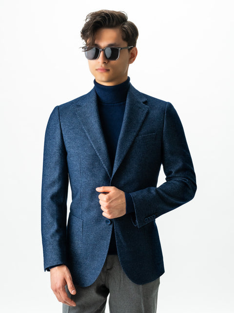 Sacou Bărbați Office & Smart Casual Albastru Ocean Oxford Flanel Sezon Toamna Iarna BMan0009 (7)