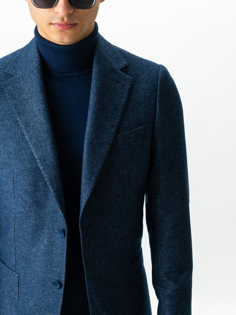 Sacou Bărbați Office & Smart Casual Albastru Ocean Oxford Flanel Sezon Toamna Iarna BMan0009 (4)