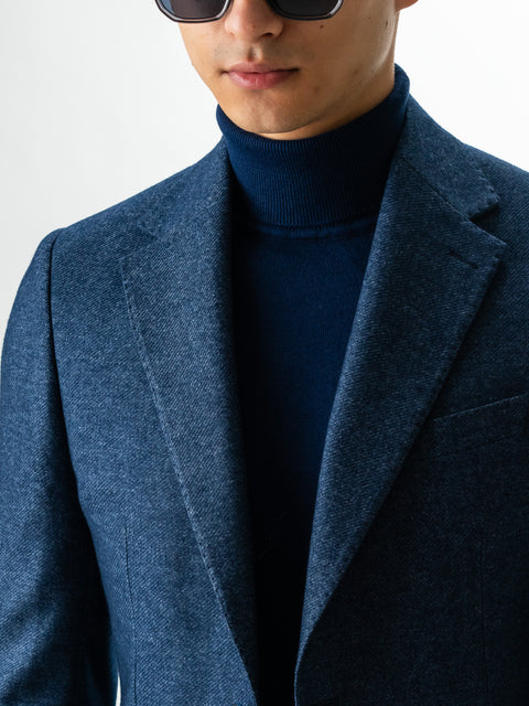Sacou Bărbați Office & Smart Casual Albastru Ocean Oxford Flanel Sezon Toamna Iarna BMan0009 (2)