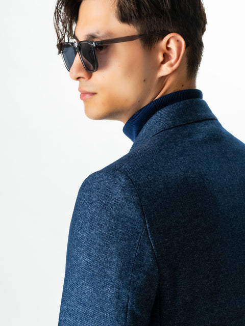 Sacou Bărbați Office & Smart Casual Albastru Ocean Oxford Flanel Sezon Toamna Iarna BMan0009 (5)