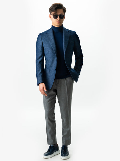 Sacou Bărbați Office & Smart Casual Albastru Ocean Oxford Flanel Sezon Toamna Iarna BMan0009 (3)