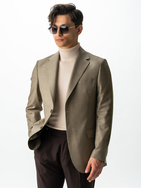 Sacou Bărbați Office & Smart Casual Bej Flanel 100% Lana Vitale Barberis Toamna Iarna BMan0010