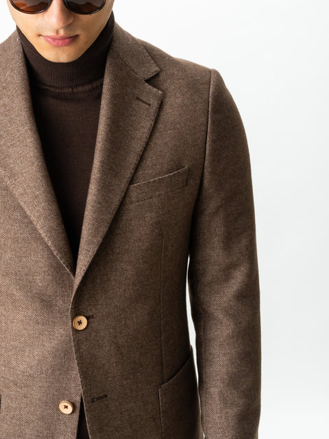 Sacou Bărbați Office & Smart Casual Maro Cappuccino Oxford Flanel Sezon Toamna Iarna BMan0009 (4)