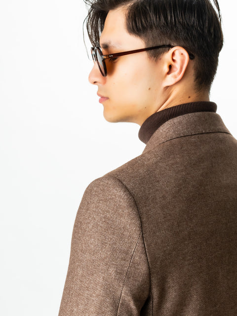 Sacou Bărbați Office & Smart Casual Maro Cappuccino Oxford Flanel Sezon Toamna Iarna BMan0009 (7)