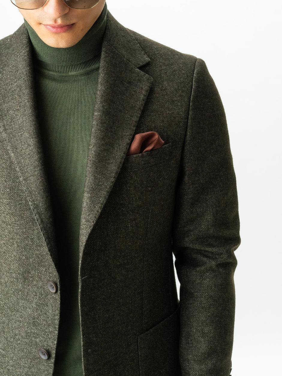 Sacou Barbati Verde Inchis Lana Oxford Flanel BMan0009 (7)