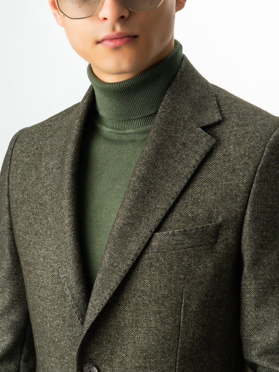 Sacou Barbati Verde Inchis Lana Oxford Flanel BMan0009 (3)