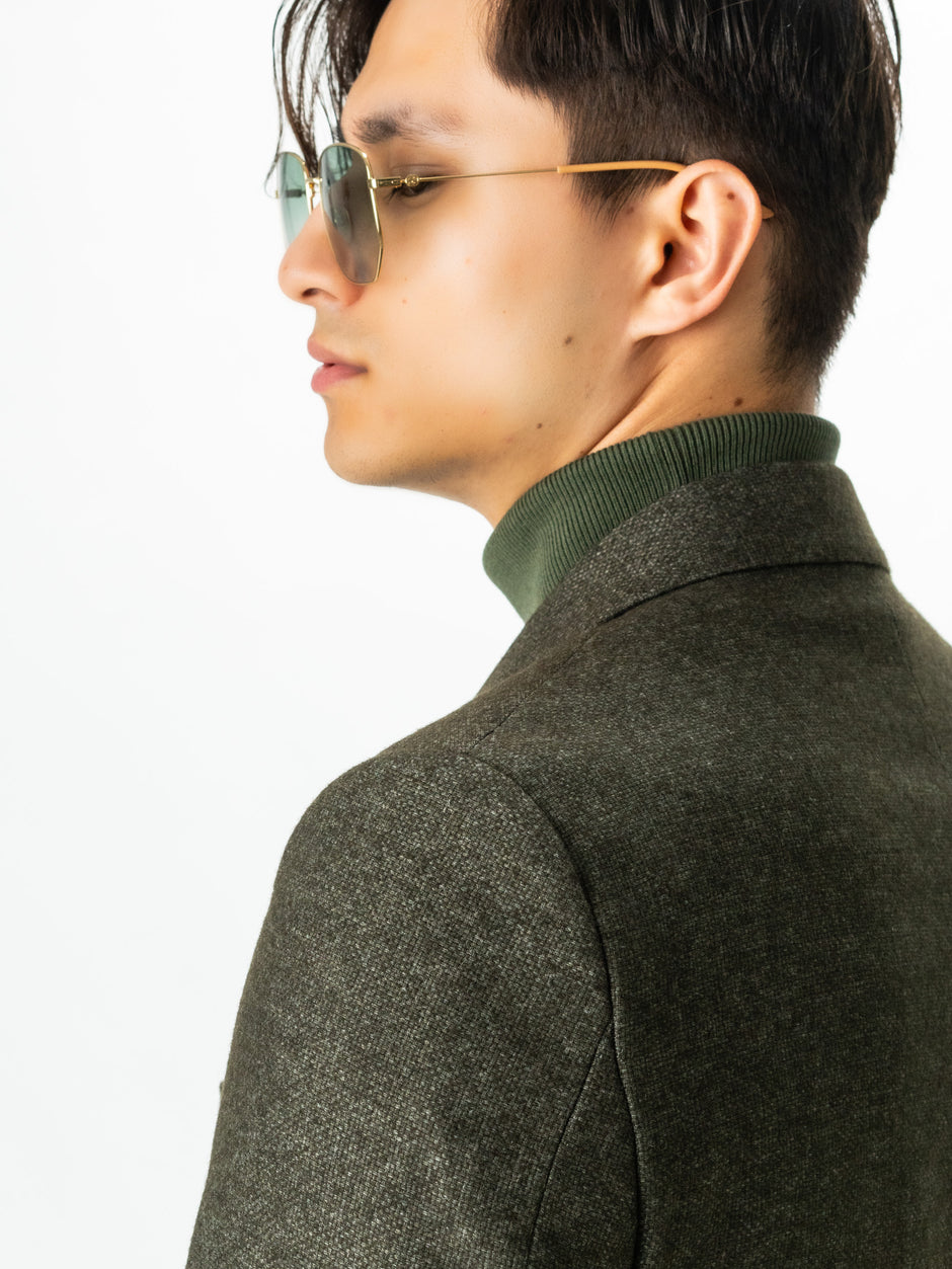 Sacou Barbati Verde Inchis Lana Oxford Flanel BMan0009 (8)