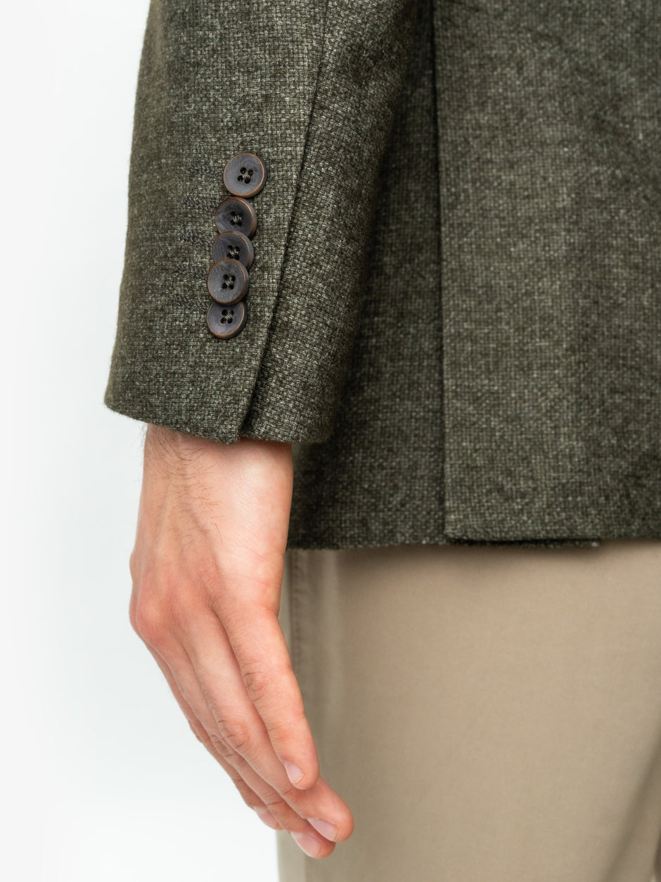 Sacou Barbati Verde Inchis Lana Oxford Flanel BMan0009 (6)