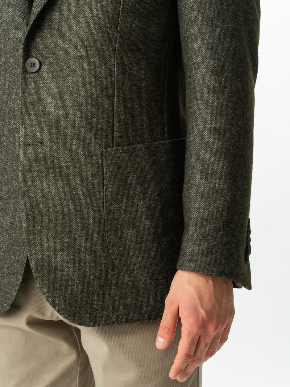 Sacou Barbati Verde Inchis Lana Oxford Flanel BMan0009 (4)