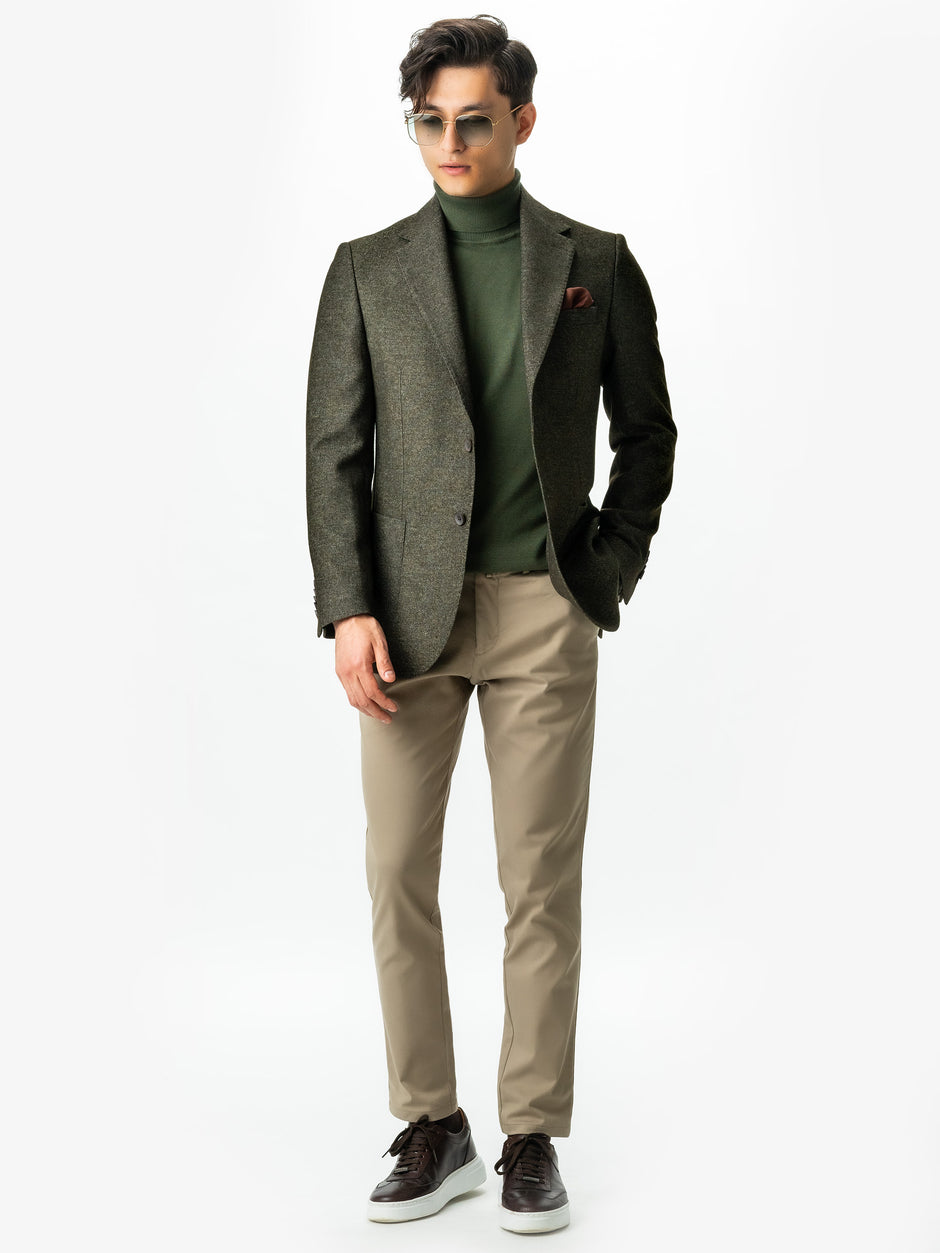 Sacou Barbati Verde Inchis Lana Oxford Flanel BMan0009 (2)