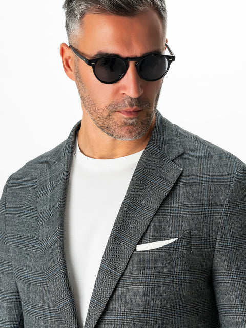 Sacou Bărbați Toamna & Iarna Office & Casual Negru Cu Carouri Gri Antracit BMan0008 (6)