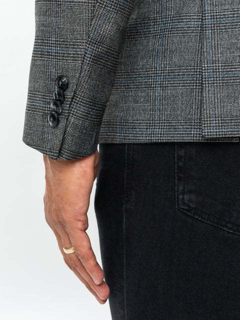 Sacou Bărbați Toamna & Iarna Office & Casual Negru Cu Carouri Gri Antracit BMan0008 (3)