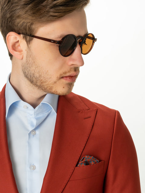 Sacou Bărbați Cărămiziu Smart Casual & Ocazie Rever Ascuțit BMan0005 (8)