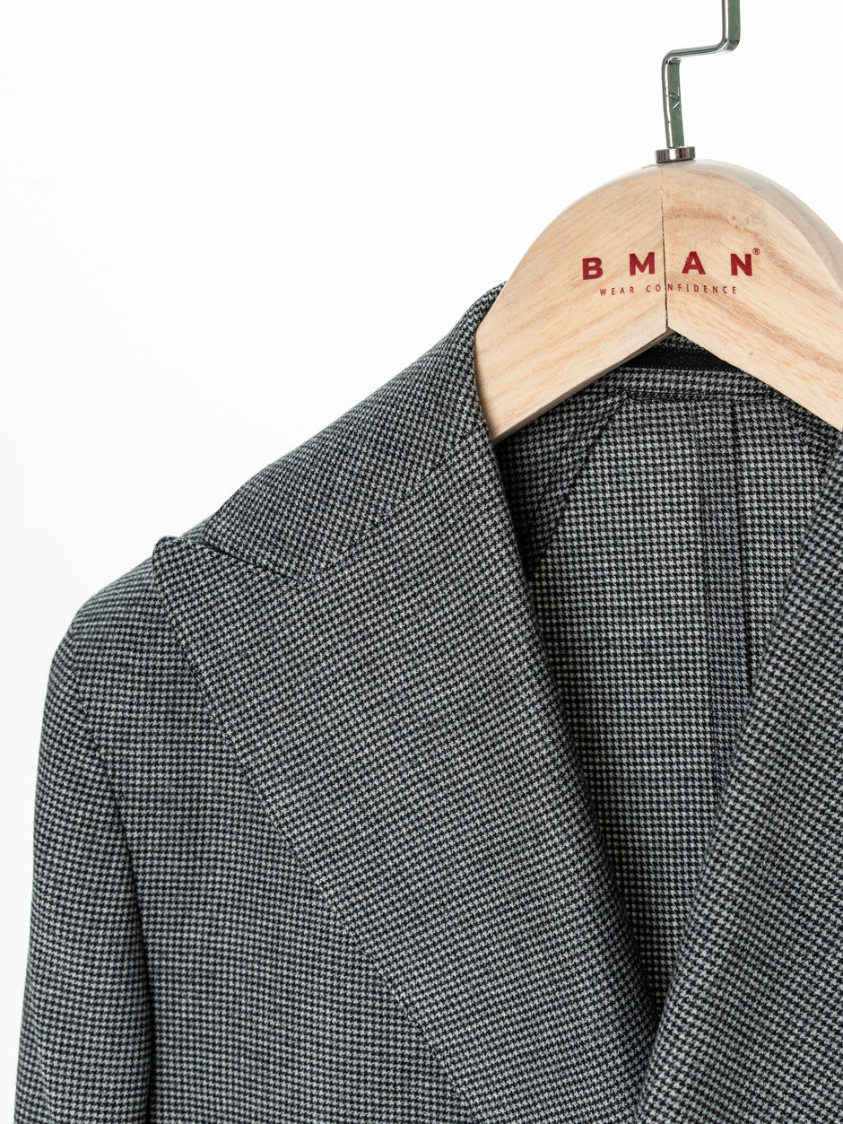 Sacou Negru Barbati Doua Randuri Lana Vitale Barberis Super 110'S Houndstood BMan0040 (8)