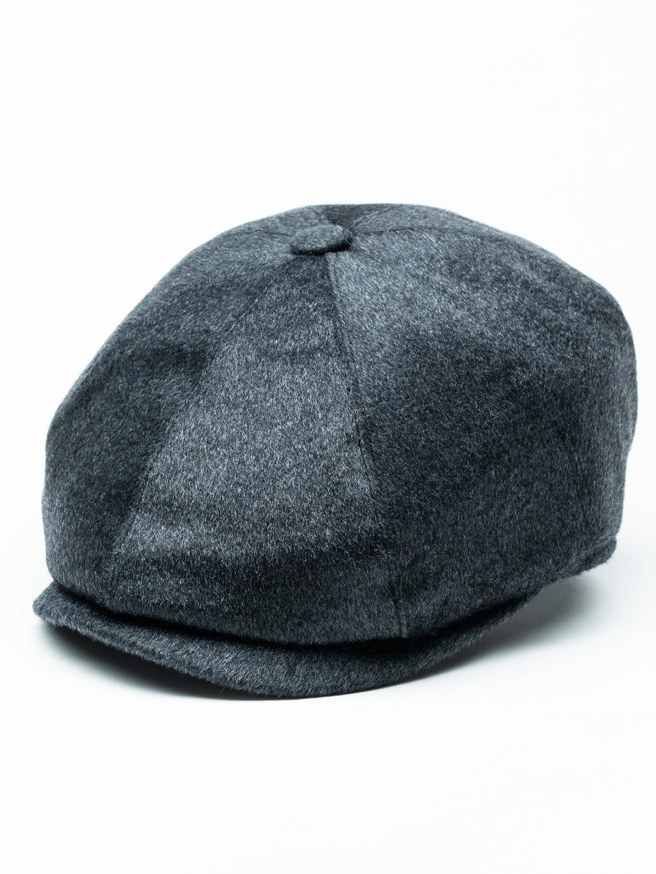Sapca Barbati Newsboy Gri Inchis Din Fetru Shelby Design Tip Basca De Iarna Gotti BMan0002 (1)