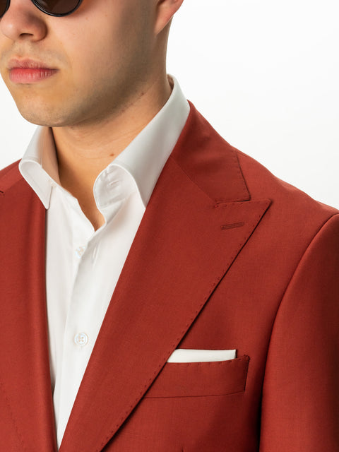 Sacou Bărbați Cărămiziu Smart Casual & Ocazie Rever Ascuțit BMan0005 (3)