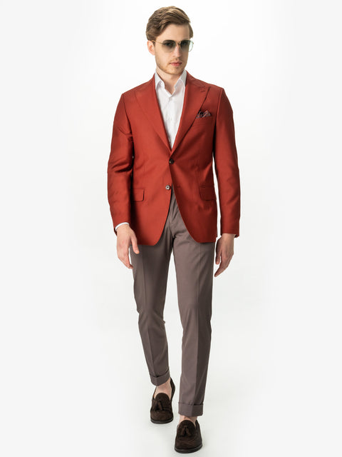 Sacou Bărbați Cărămiziu Smart Casual & Ocazie Rever Ascuțit BMan0005 (2)