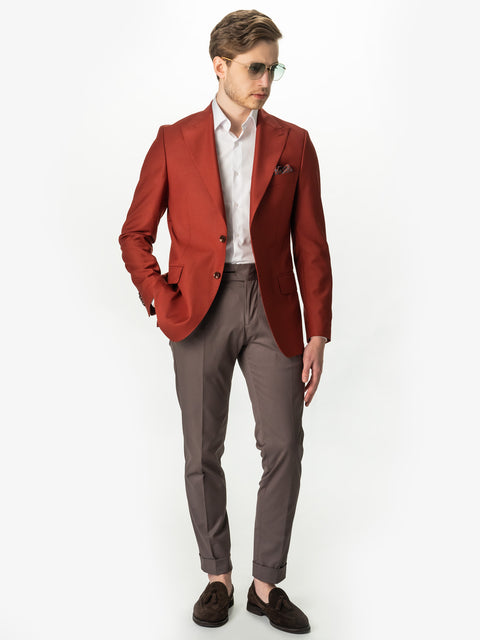 Sacou Bărbați Cărămiziu Smart Casual & Ocazie Rever Ascuțit BMan0005 (5)