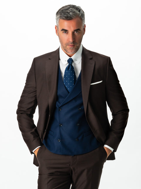Tinuta Barbati Eleganta Eveniment Formal Brown & Navy BMan0762 (3)
