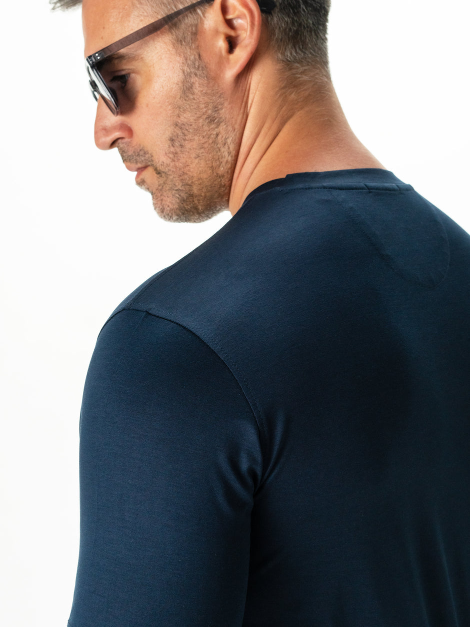 Tricou Premium Barbati Bleumarin 100% Bumbac Egiptean Dublu Mercerizat BMan278 (5)